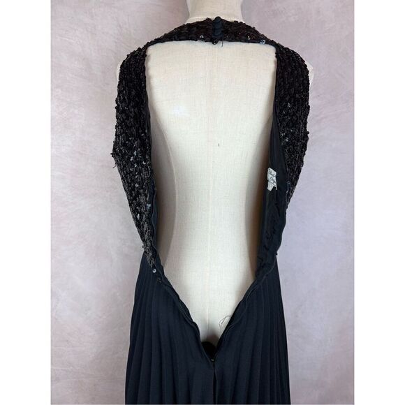 Vintage 50s Cocktail Dress Black Sequin Pleated Cocktail dress by Sherbet Origin - Picture 6 of 7